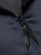 Golden Bear - Sukajan Leather-Trimmed Satin Bomber Jacket - Blue