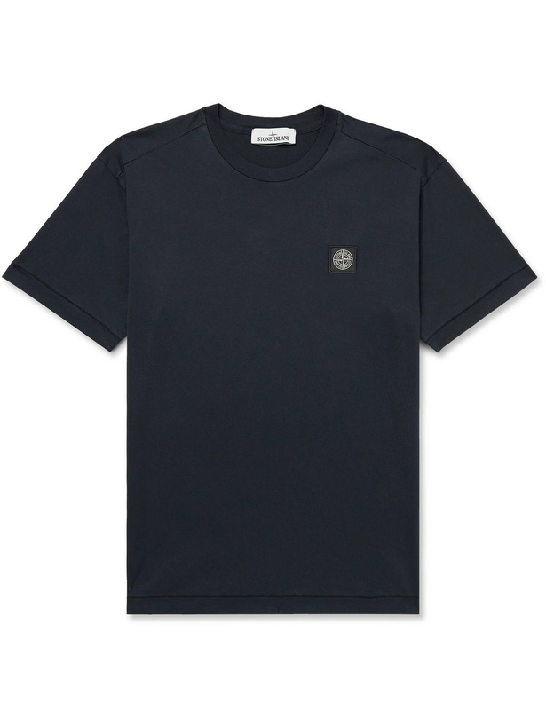 Photo: Stone Island - Logo-Appliquéd Cotton-Jersey T-Shirt - Blue