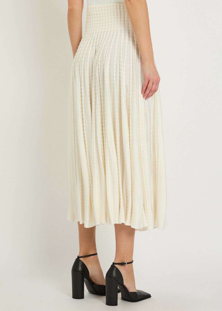 Alaïa Textured Knit Midi Skirt White