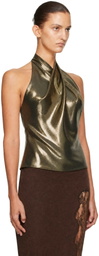 BALMAIN Gold Backless Lurex Top