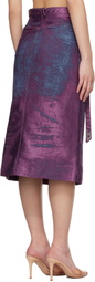 Diesel Purple Satin Denim Midi Skirt