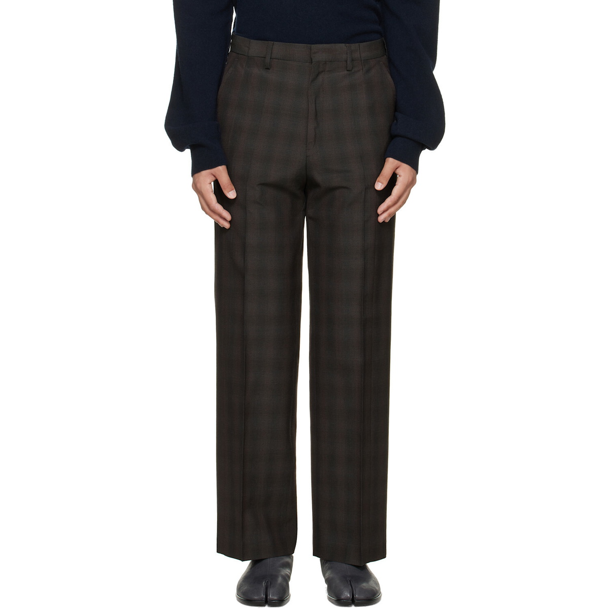 Maison Margiela Brown Checkered Regular Tailored Trousers