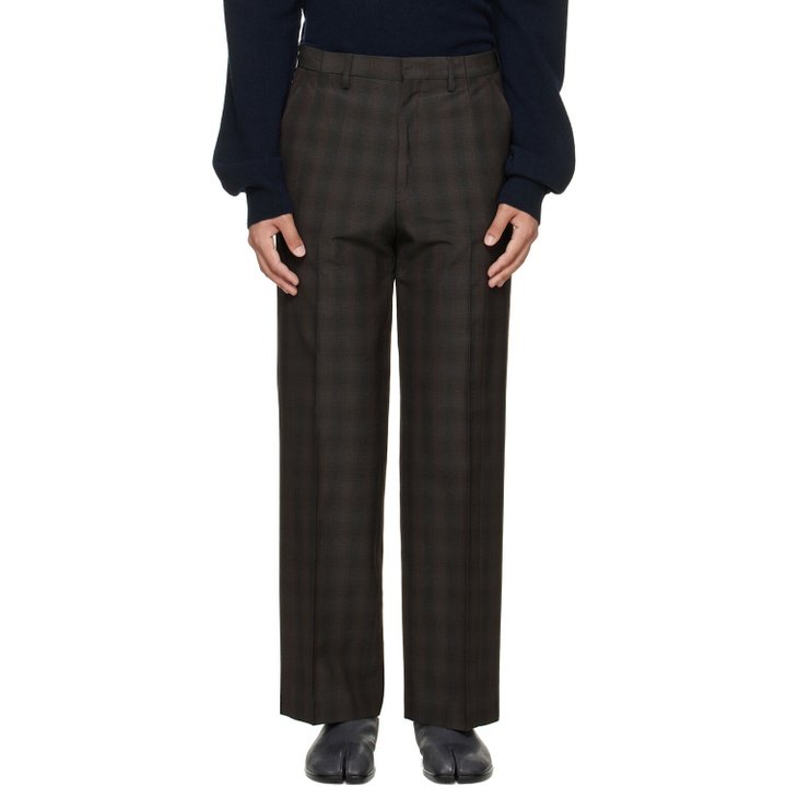 Photo: Maison Margiela Brown Checkered Regular Tailored Trousers