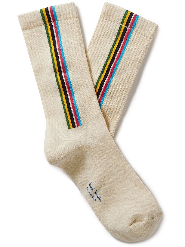 Photo: Paul Smith - Striped Ribbed Cotton-Blend Socks