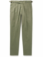 Rubinacci - Manny Tapered Pleated Cotton-Twill Trousers - Green
