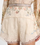 Camilla Embellished floral lace-trimmed high-rise shorts