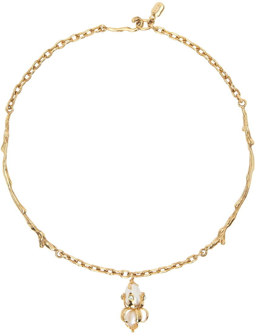 MARNI Brass Necklace with Pearl Pendant Marni
