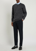 Les Deux Logo Embroidered Merino Wool Jumper Dark Grey