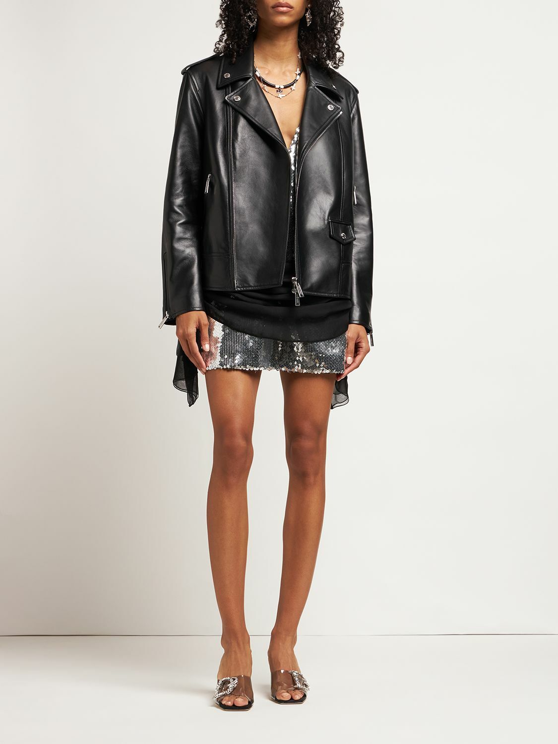 DSQUARED2 - Leather Oversized Biker Jacket Dsquared2