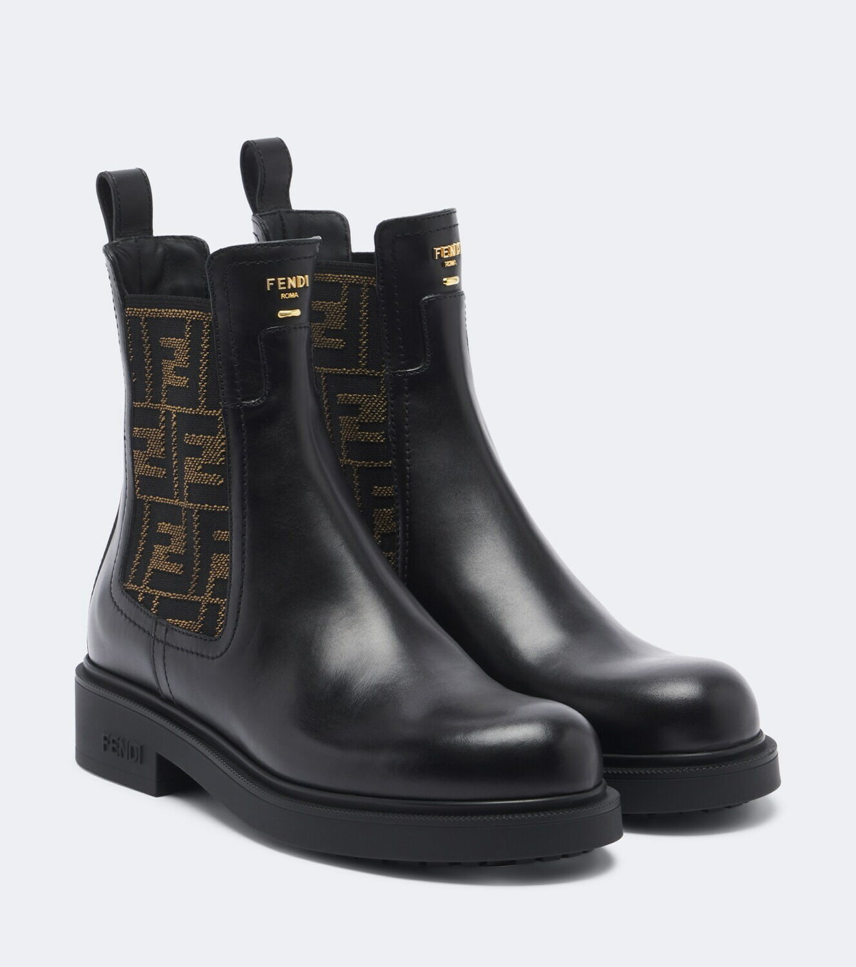 Fendi Commando FF Zucca leather Chelsea boots