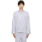 Tekla White & Blue Poplin Long-Sleeved Pyjama Shirt