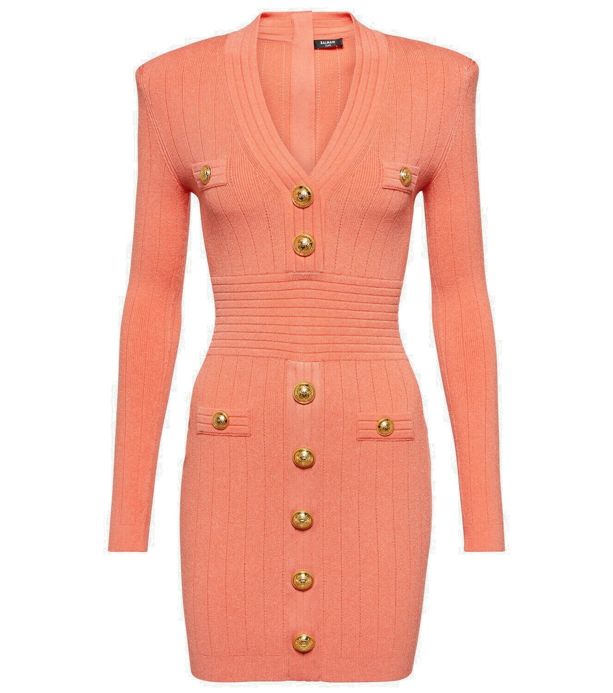Balmain Ribbed V-neck mini dress Balmain