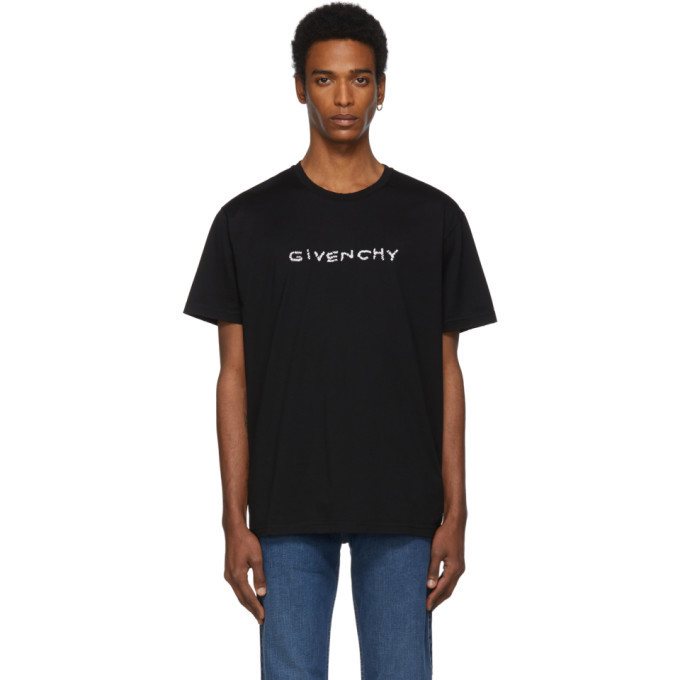 Photo: Givenchy Black Regular Fit Hand Embroidered T-Shirt