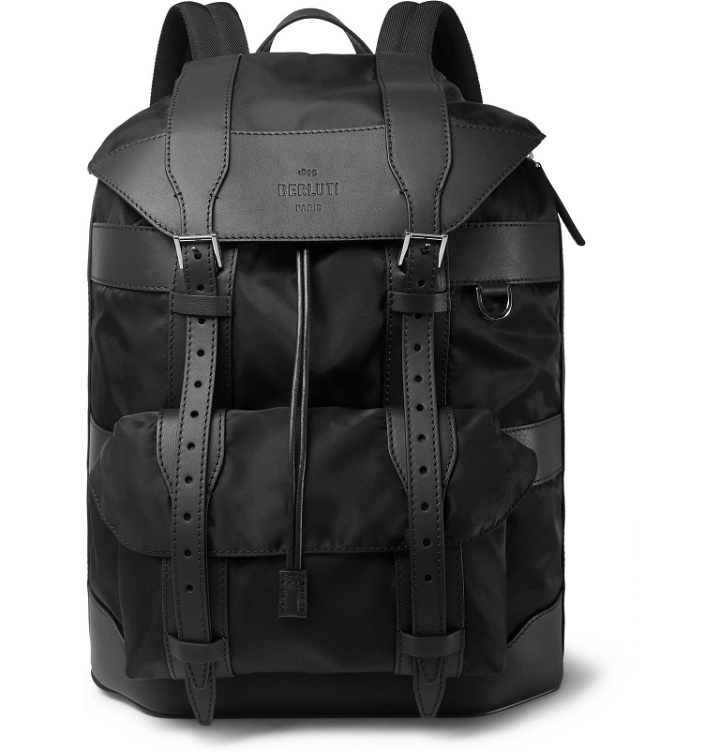 Photo: Berluti - Leather-Trimmed Nylon Backpack - Black