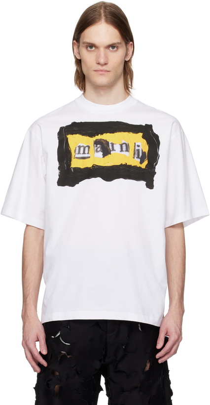 Photo: Marni White Painted Collage Logo T-shirt