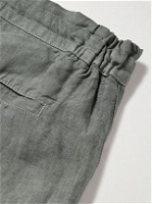 120% - Tapered Linen Drawstring Trousers - Gray