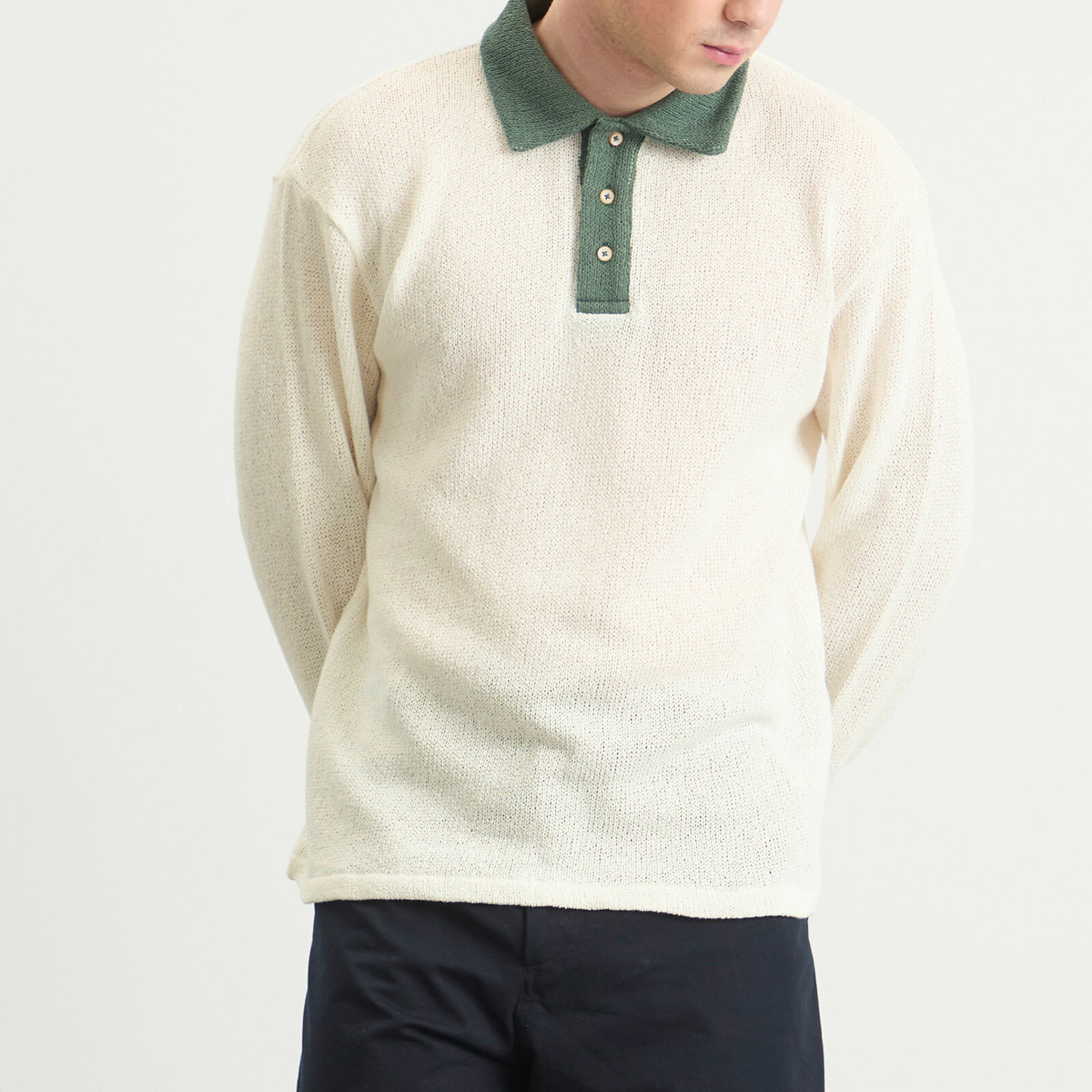 Palmes Men's Knitted Rugby Shirt in Off-White