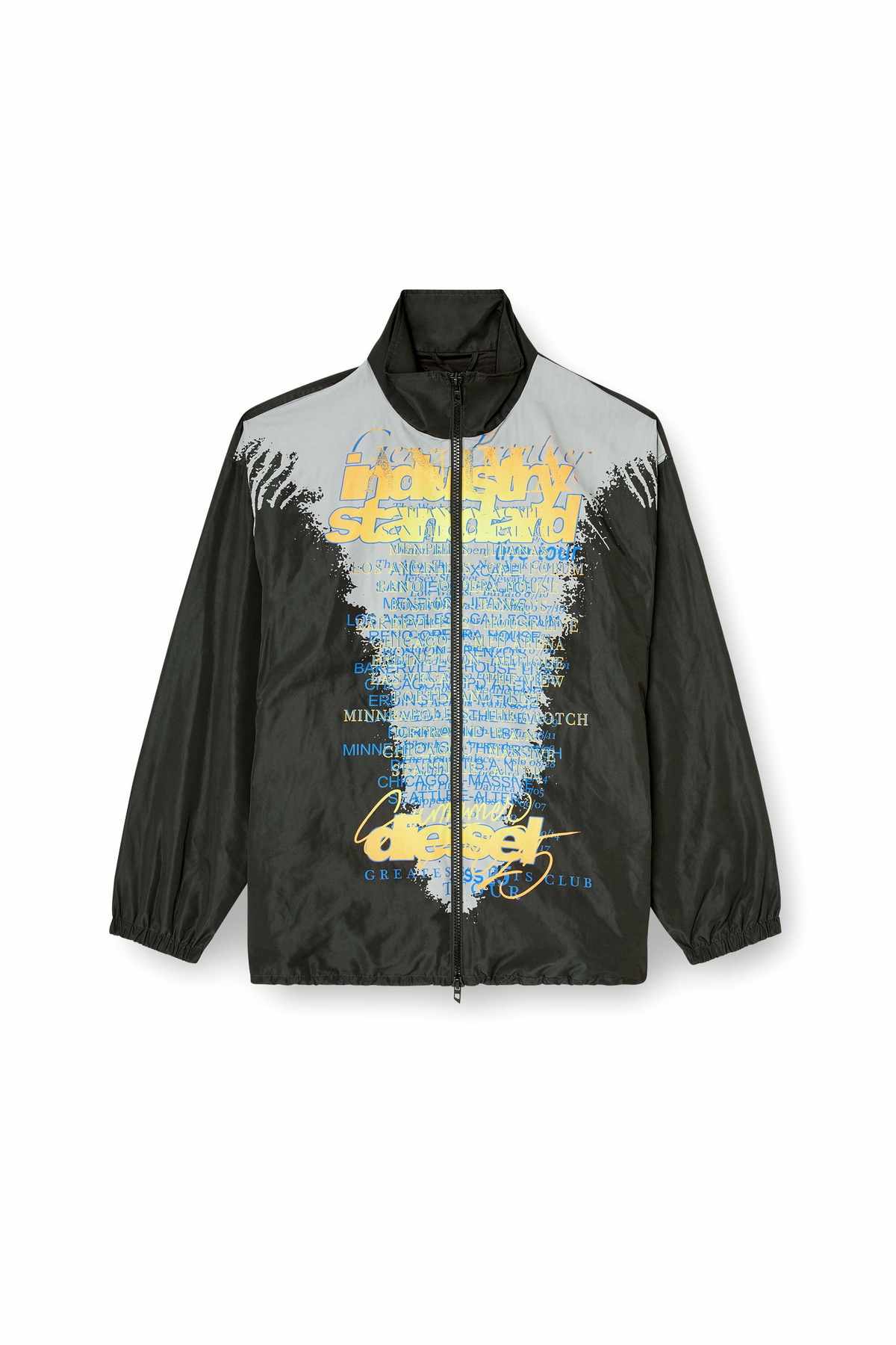 Diesel Tech-jersey jacket with lyrics print - Jackets - Unisex - Black