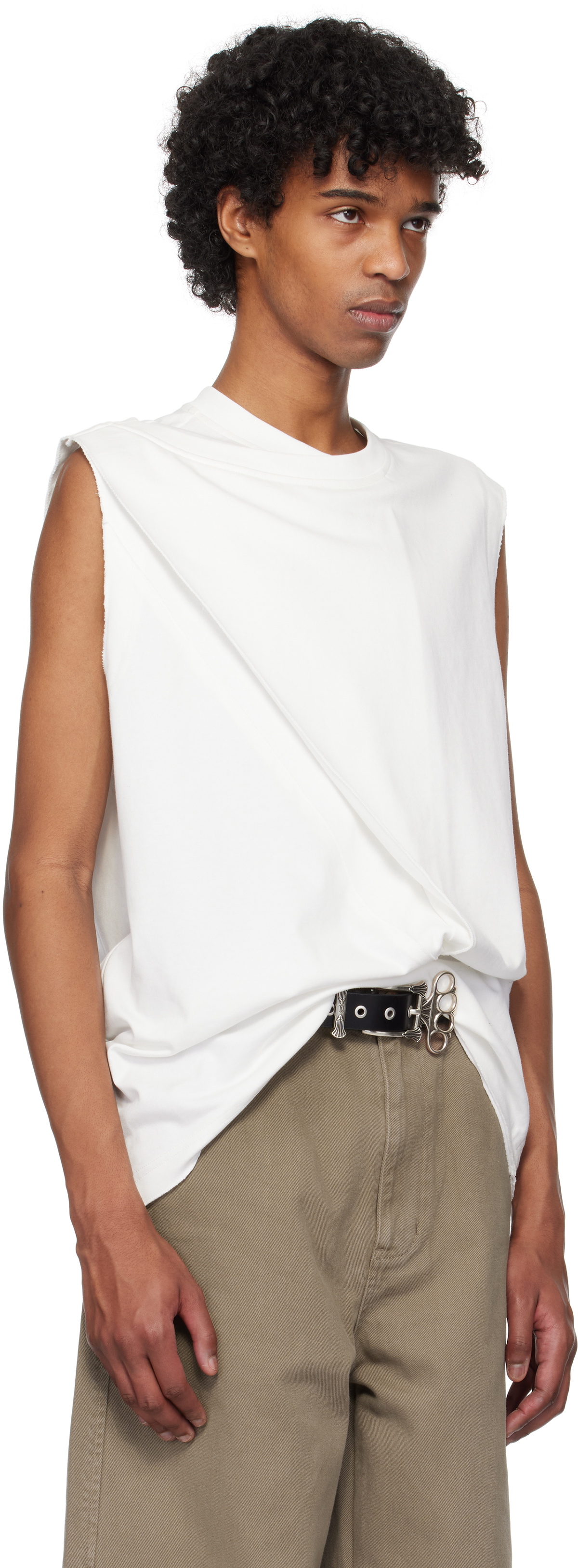 NULLUS ヌルース　Slit Cut LS Shirt NULLUS White Slit Cut Sleeveless T-shirt NULLUS