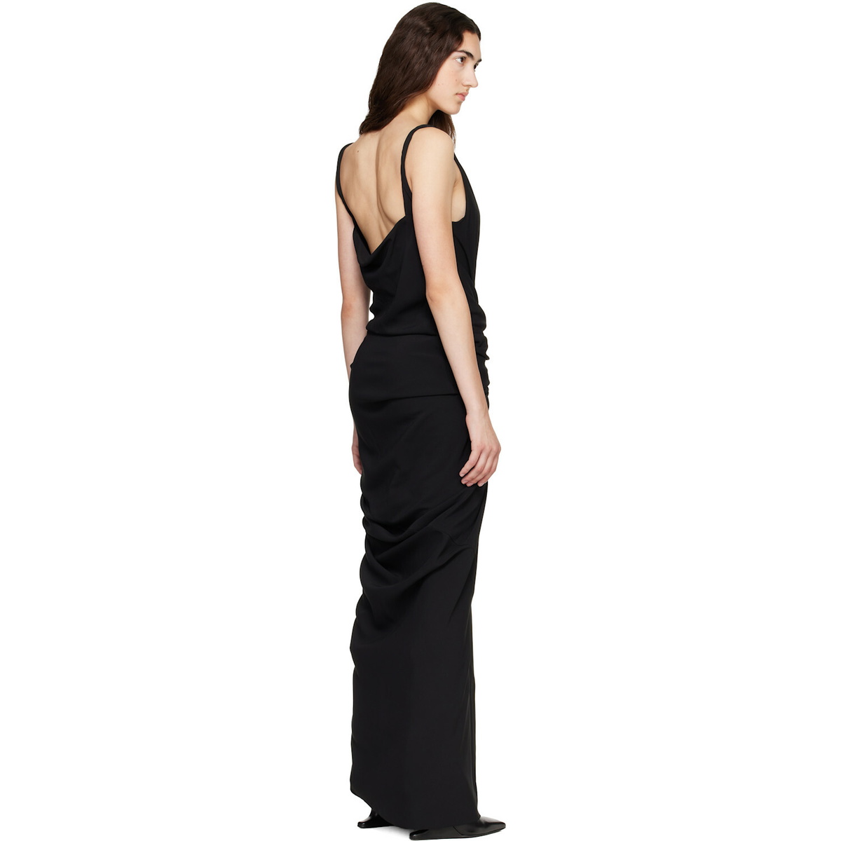 Rick Owens Black Tower Strutter Draped Maxi Dress