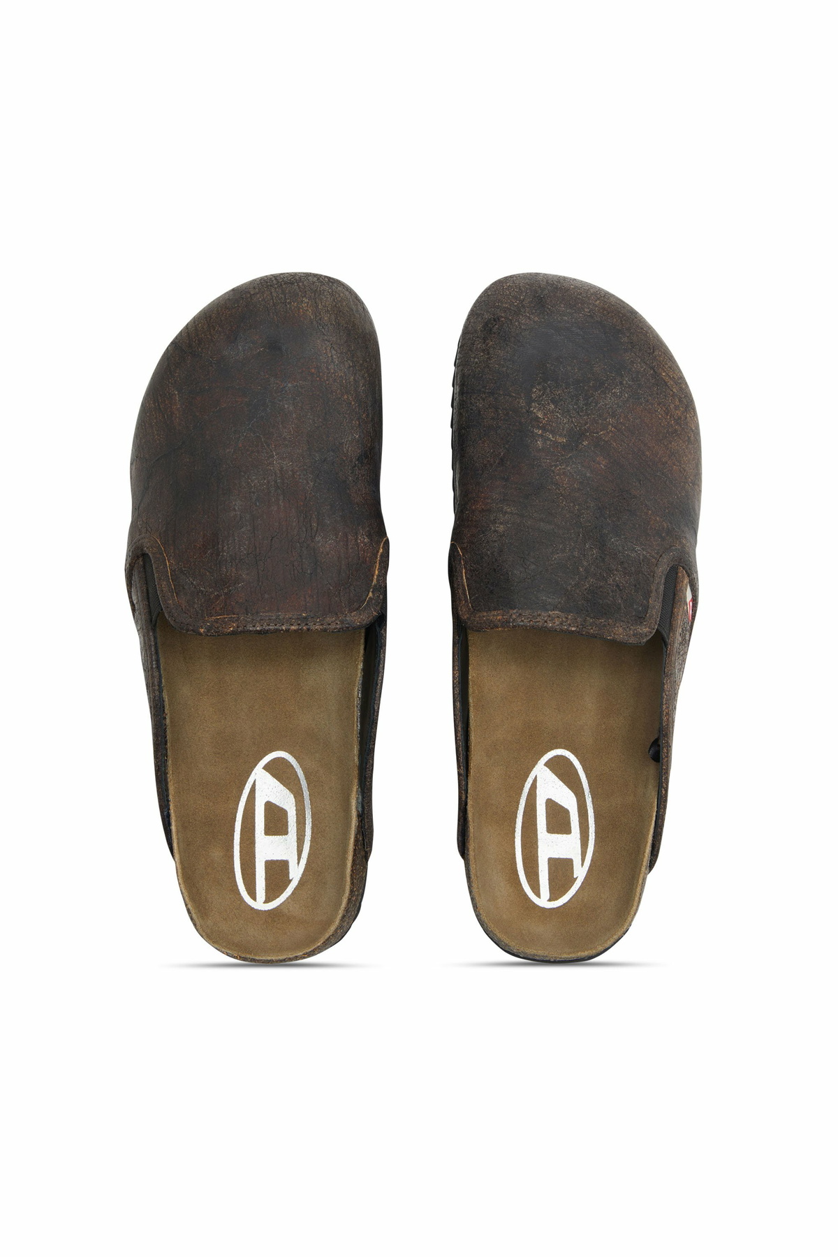 Diesel D-Woodstock-Clogs in crackle-effect suede - Slides Mens in Brown