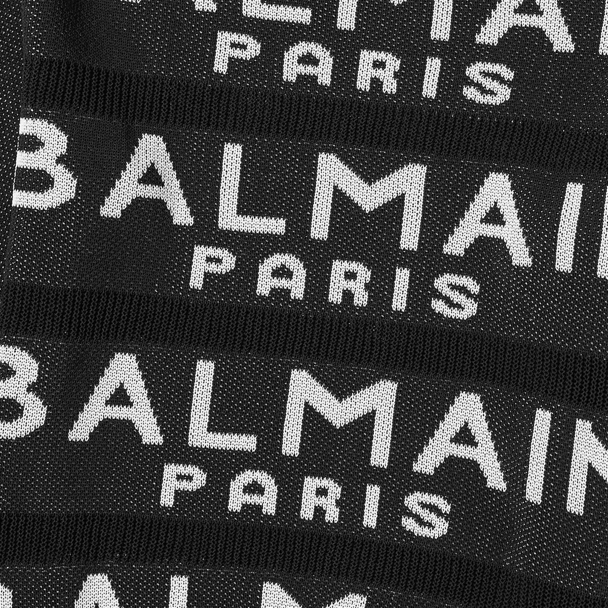 Balmain Men's All Over Logo Crew Knit in Black/White Balmain