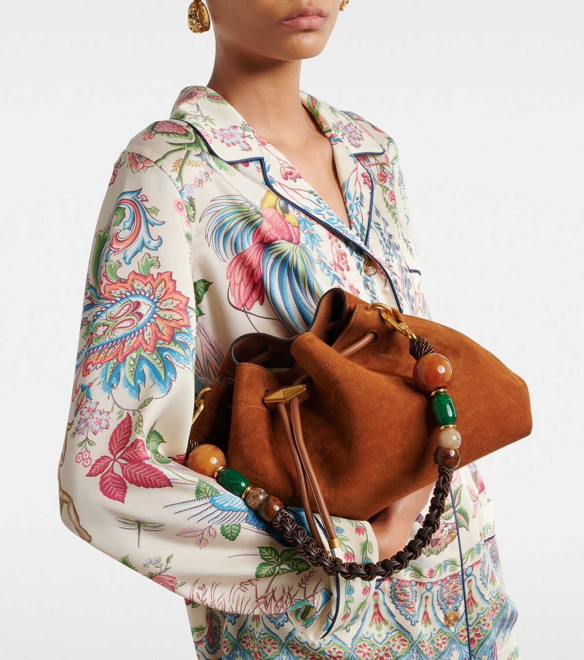 Jimmy Choo Bon Bon Medium beaded suede bucket bag