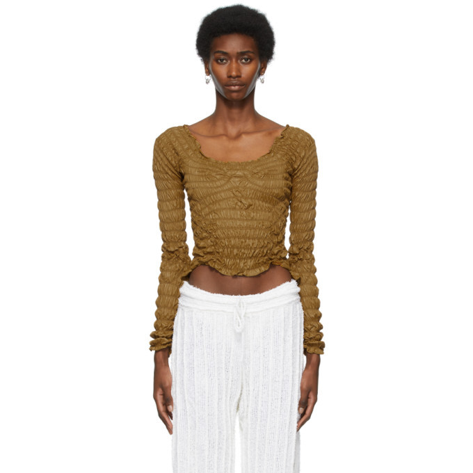 Photo: Gauntlett Cheng SSENSE Exclusive Brown Elasticated Contour Long Sleeve T-Shirt