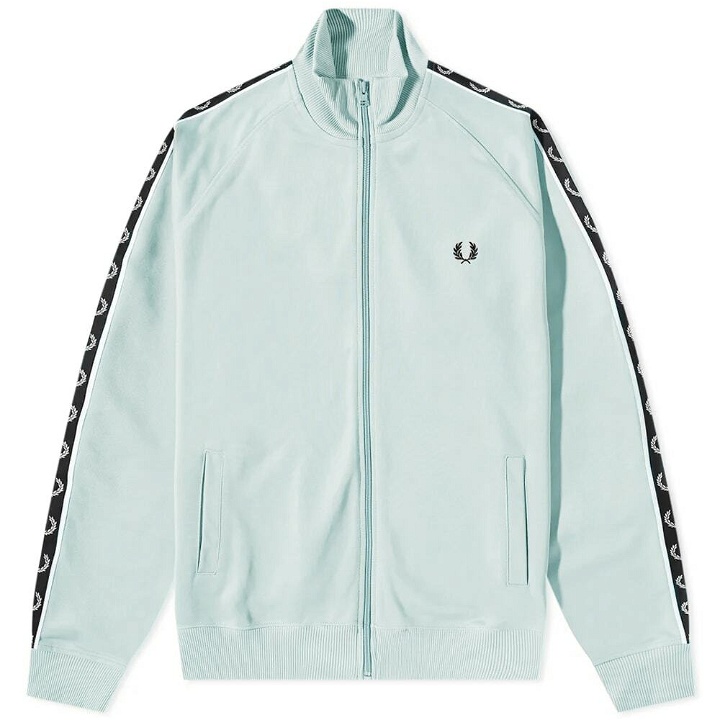 Photo: Fred Perry Authentic Men's Seasonal Taped Track Jacket in Silver Blue/Blac
