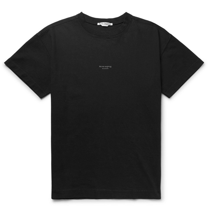 Photo: Acne Studios - Logo-Print Garment-Dyed Cotton-Jersey T-Shirt - Men - Black