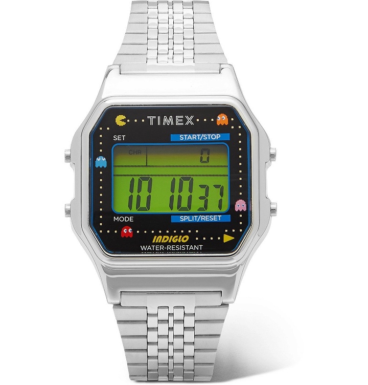 Photo: Timex - Pac-Man T80 34mm Stainless Steel Digital Watch - Silver