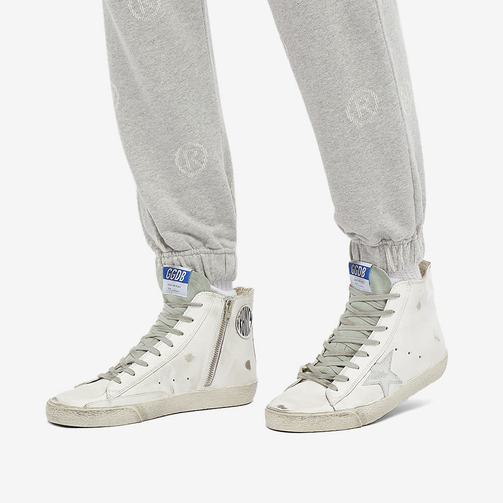 Golden Goose Women's Francy Leather Hi-Top Sneakers in White/Silver ...