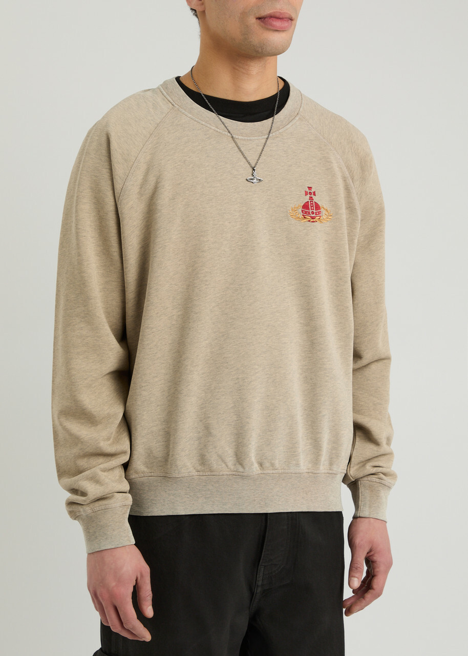Vivienne Westwood Orb-embroidered Cotton Sweatshirt Sand