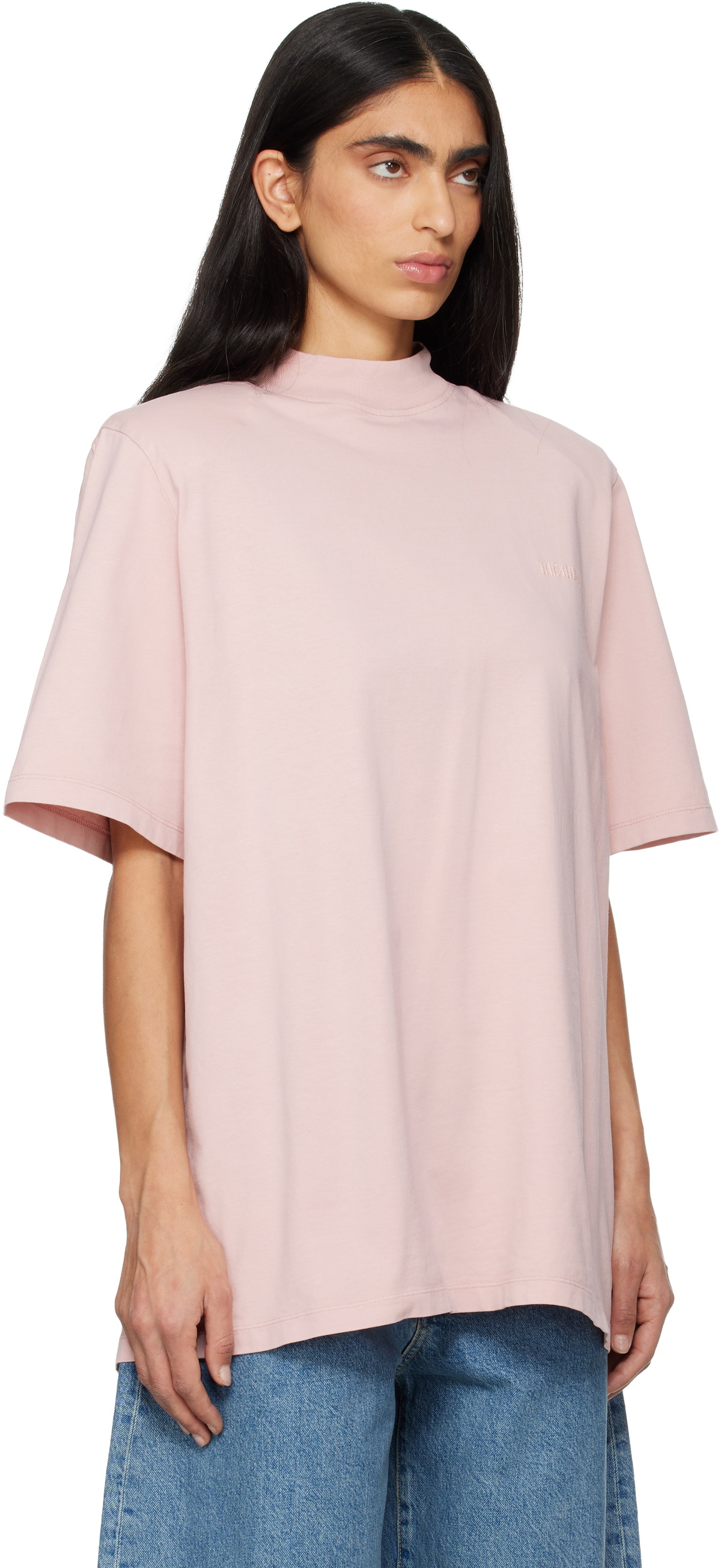 The Attico Pink Padded Shoulder T-shirt