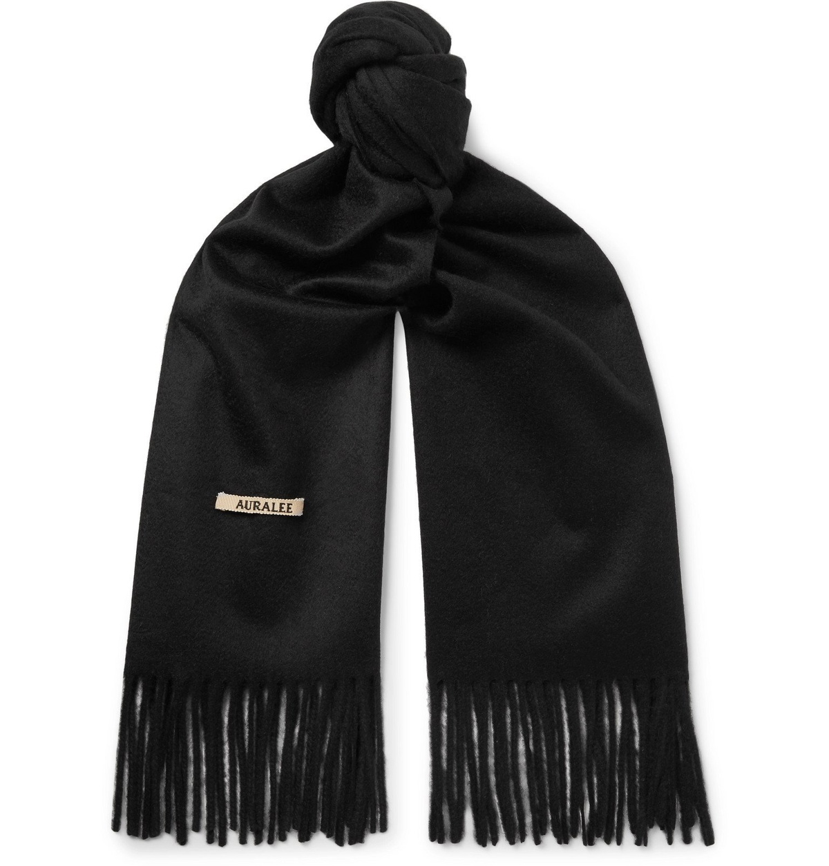 Auralee - Fringed Cashmere Scarf - Black