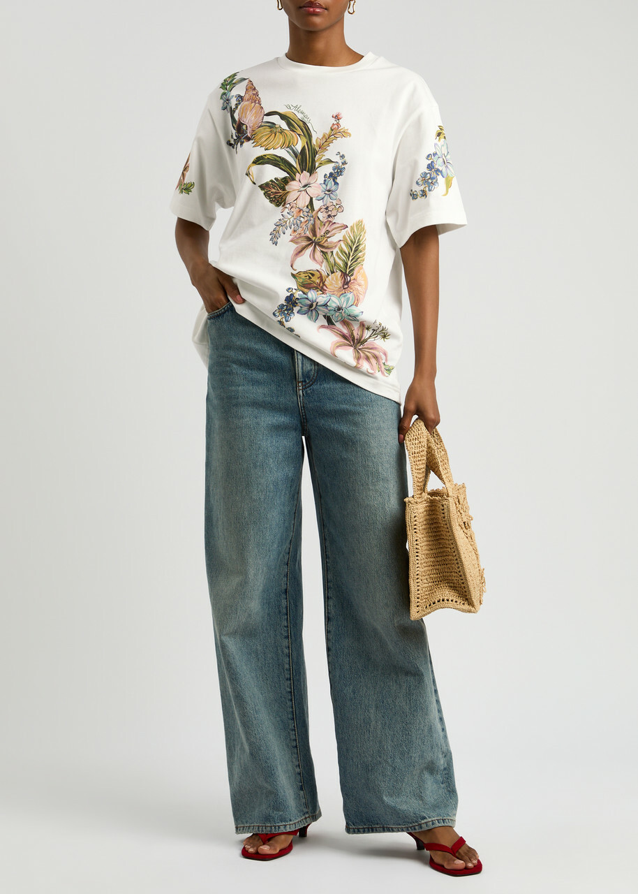 Alemais Oleander Printed Cotton T-shirt Multicoloured