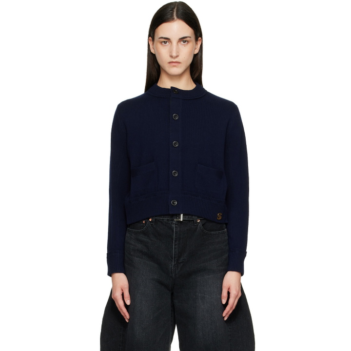Photo: sacai Navy Wool Knit Cardigan