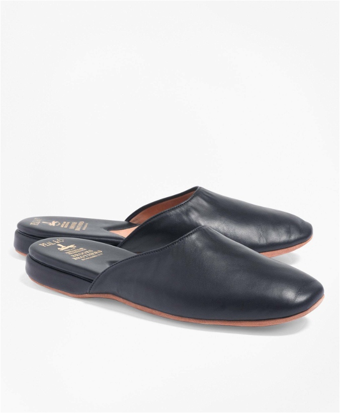 Photo: Brooks Brothers Men's Nappa Backless Slippers Shoes | Bl