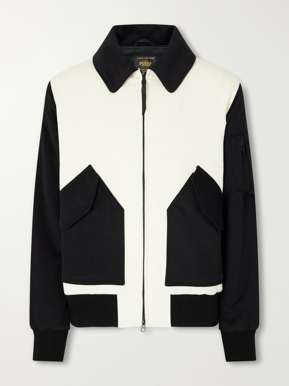 Golden Bear - Two-Tone Leather-Trimmed Wool-Felt Bomber Jacket - Neutrals