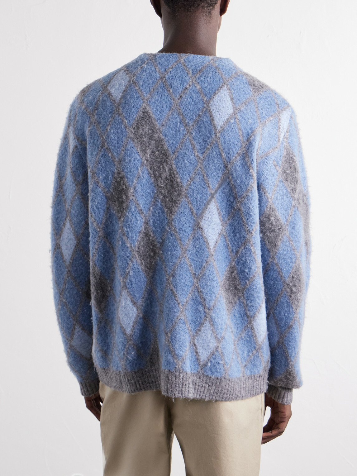 NN07 - Chris 60077 Argyle-Jacquard Cardigan - Blue