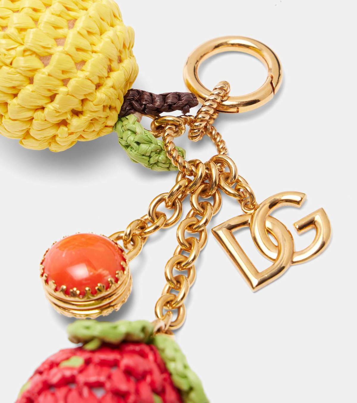 Dolce&Gabbana DG raffia-trimmed keychain