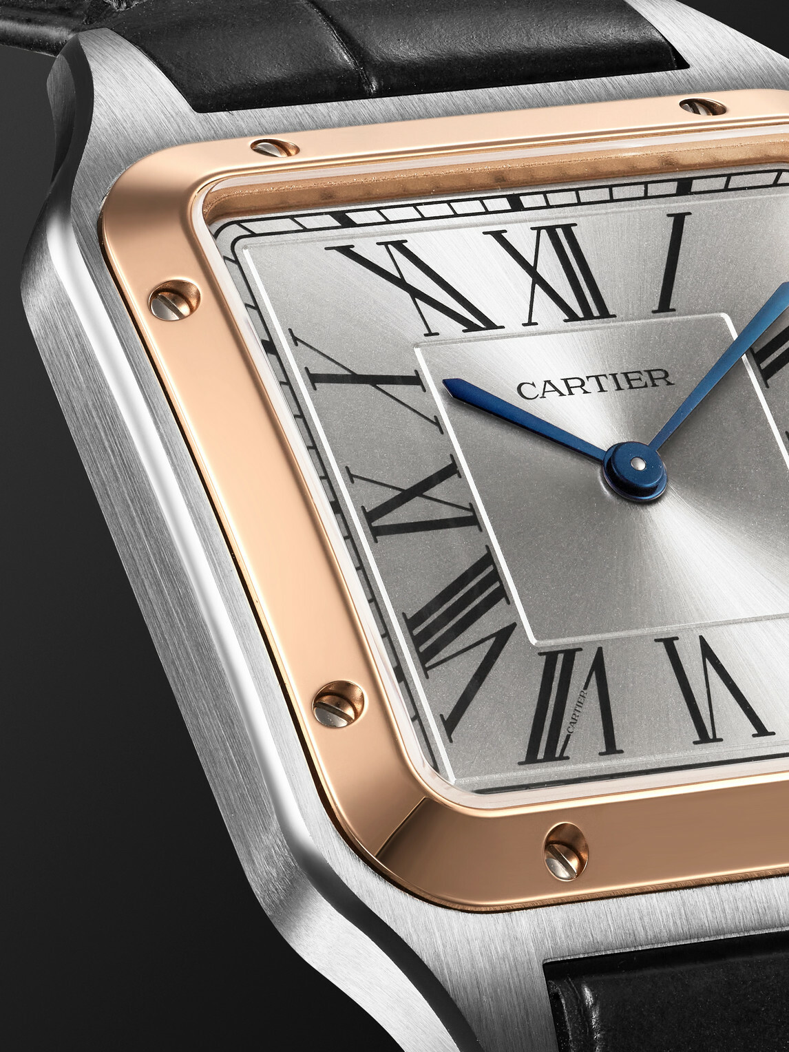 Cartier - Santos-Dumont Large 43.5mm 18-Karat Rose Gold, Stainless Steel and Alligator Watch, Ref. No. CRW2SA0037