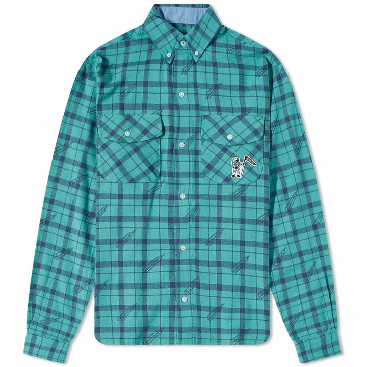 Photo: Billionaire Boys Club Men's Check Overshirt in Teal