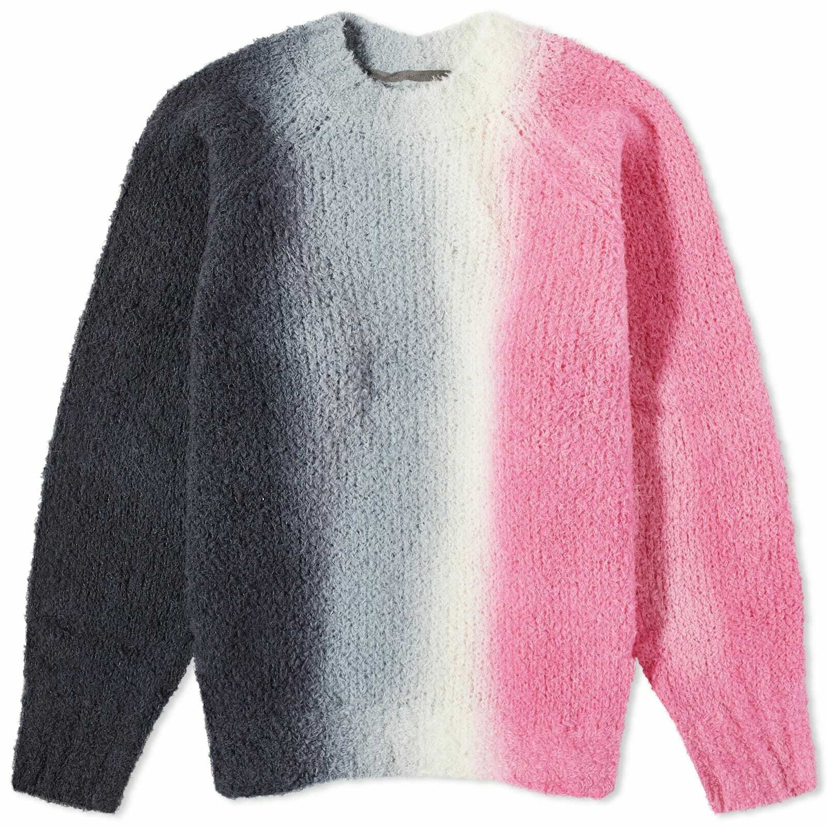 Sacai Men's Tie Dye Crew Knit in Charcoal Grey/Pink Sacai