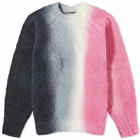 Sacai Men's Tie Dye Crew Knit in Charcoal Grey/Pink