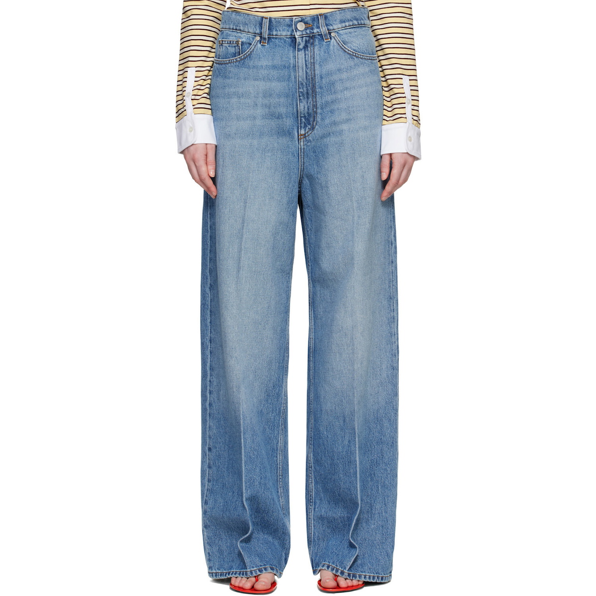 Stella McCartney Blue Faded Wide-Leg High-Rise Jeans