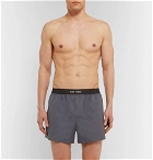 TOM FORD - Grosgrain-Trimmed Cotton Boxer Shorts - Dark gray