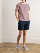 Mr P. - Straight-Leg Waffle-Knit Organic Cotton Drawstring Shorts - Blue