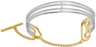 Aries Silver & Gold Column Cuff Bracelet