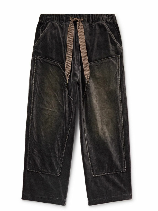 Photo: KAPITAL - Casa Wide-Leg Cotton-Velvet Drawstring Trousers - Black
